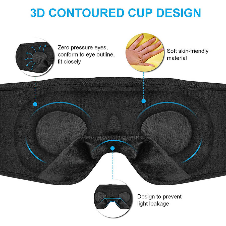 3D Music Eye Mask with 20 Soothing White Noise Sounds for Sleeping Travel