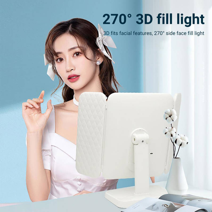 3X Magnifying 3-Color Light Touch LED Vanity Mirror with 52 LED Light