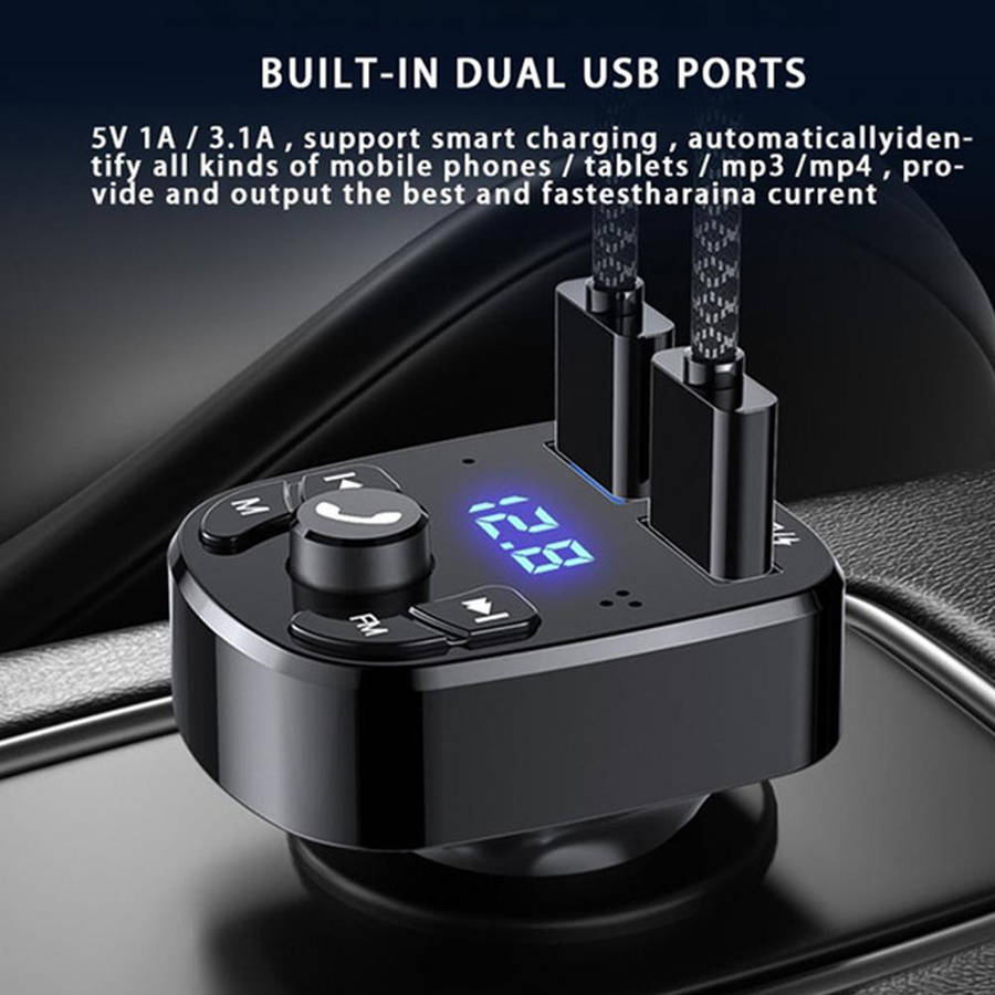 DC 12/24V Bluetooth Version 5.0 FM Transmitter Car Hands-free Player Kit