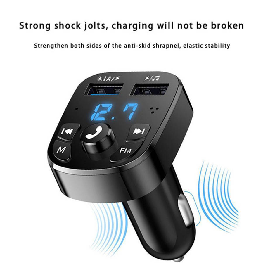 DC 12/24V Bluetooth Version 5.0 FM Transmitter Car Hands-free Player Kit