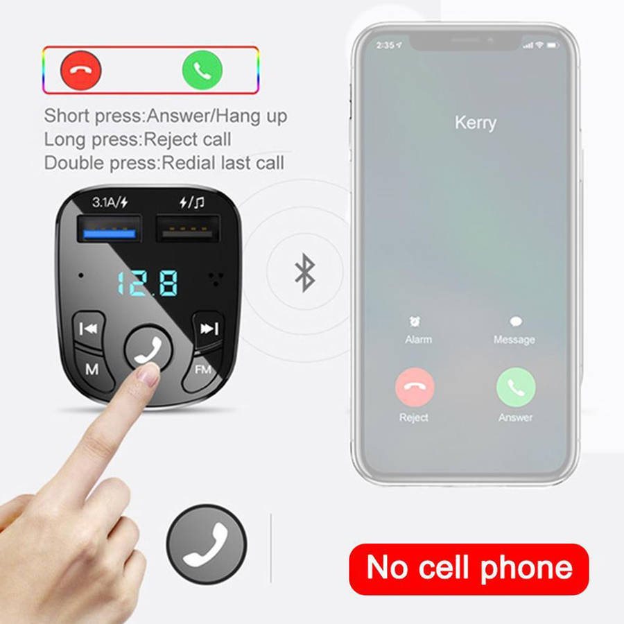 DC 12/24V Bluetooth Version 5.0 FM Transmitter Car Hands-free Player Kit