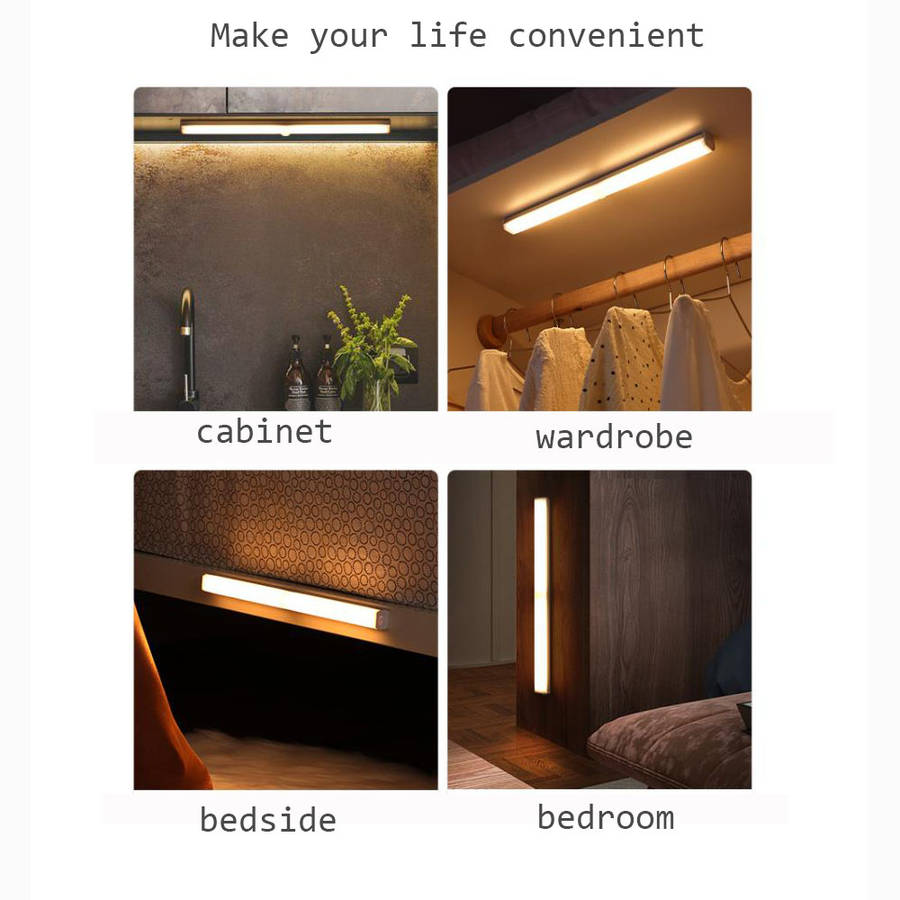 22cm USB Rechargeable Wall Light Motion Sensor Closet Lamp - Warm Light