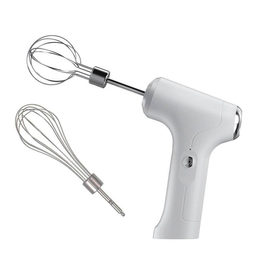 Portable 3 Speeds USB Electric Milk Frother Egg Blender with 2 Heads -White