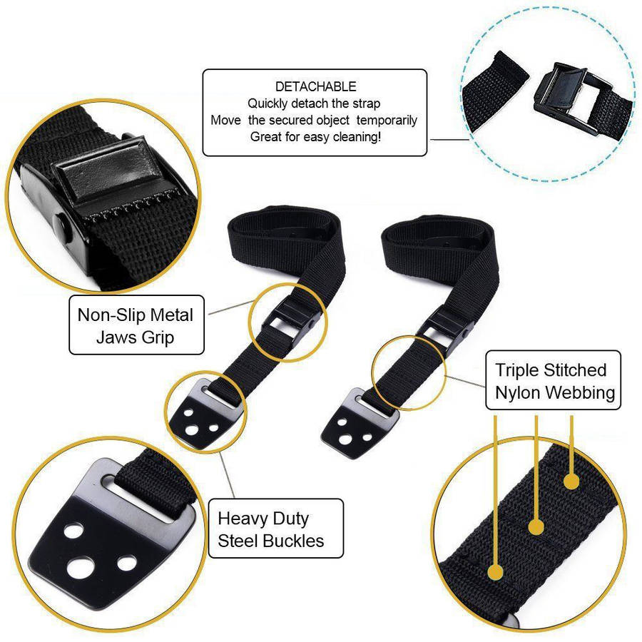 2 Pieces Anti-Tip Furniture & TV Straps Set for Child Safety Baby Proofing