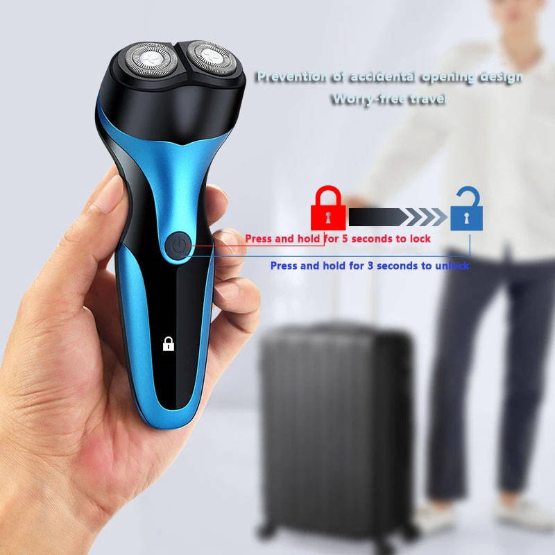 USB Charging Electric Shaver Beard Trimmer With LCD Display for Men - Blue