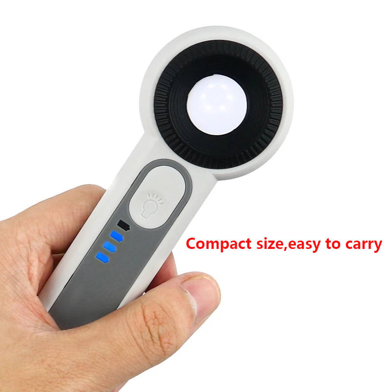 3 Light Levels Touch Switch 30X Handheld Magnifying Glass with 6 LED