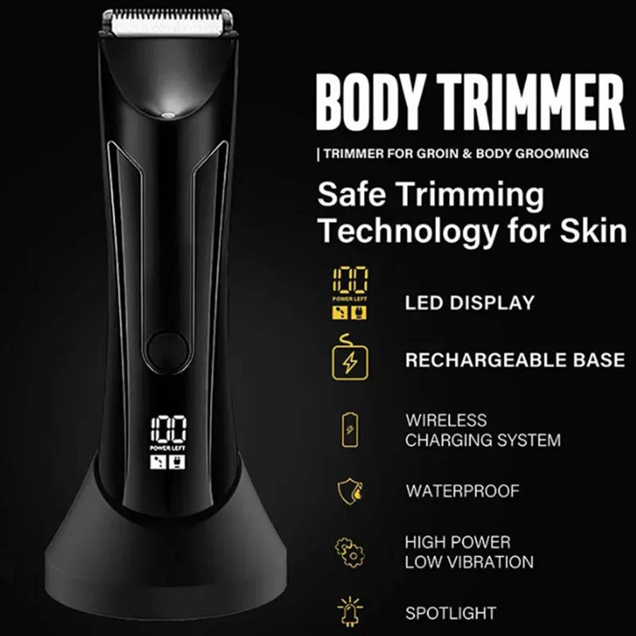 Professional Electric Body Hair Trimmer Shaver with 4 Guide Combs for Men