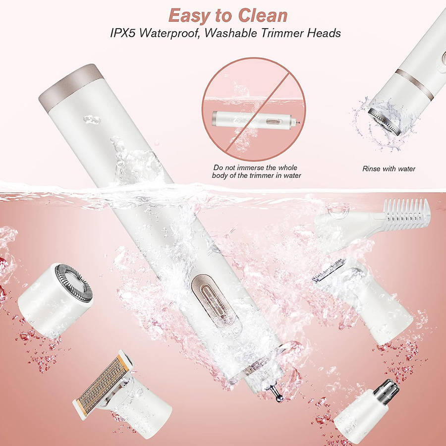 Portable 5-in-1 Women's Electric Razor Set for Body Eyebrow Nose Underarm