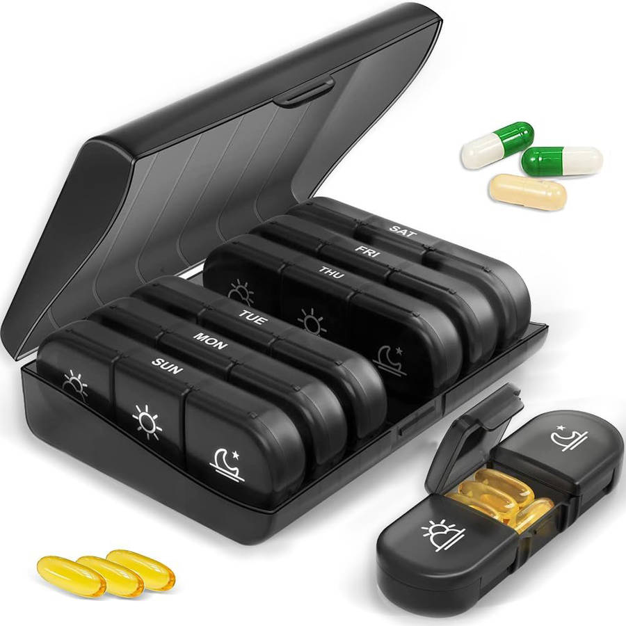 Portable Weekly Pill Organizer 3 Times a Day with 7 Daily Large Pill Box