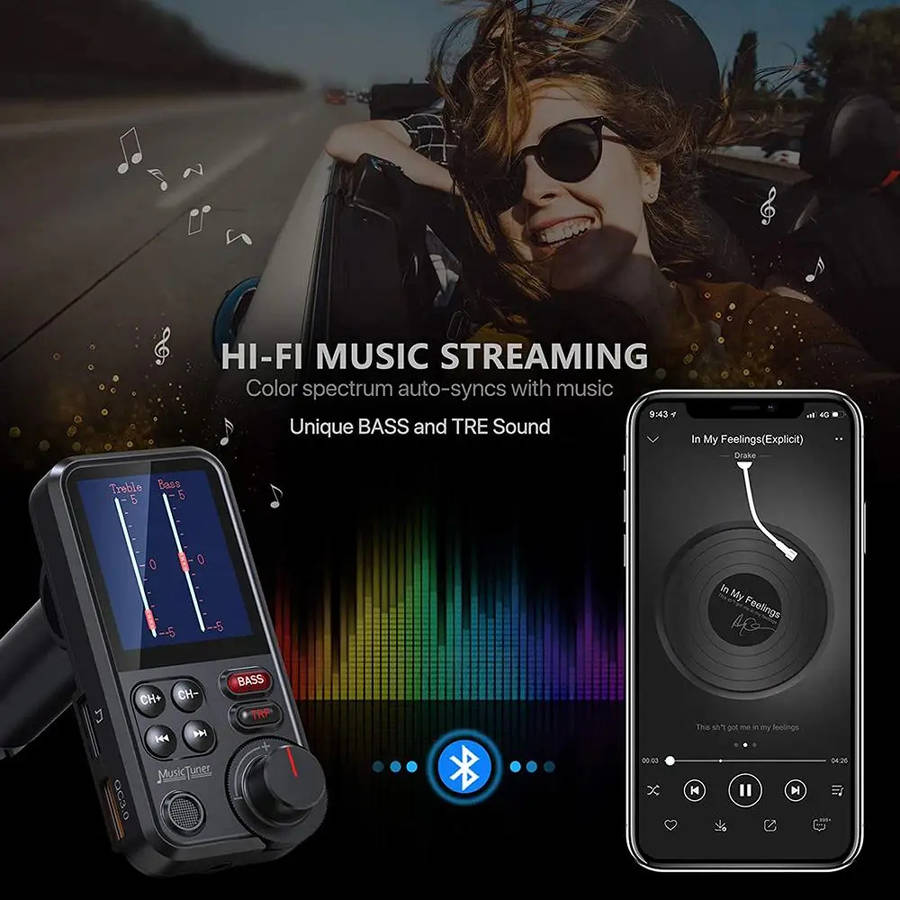 Car Bluetooth 5.0 FM Transmitter MP3 Music Player Hands-free Call Auto Kit