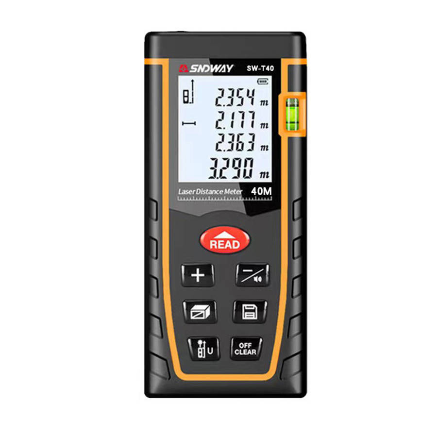 40M Digital Laser Distance Measuring Meter with Bubble Level & Backlit LCD