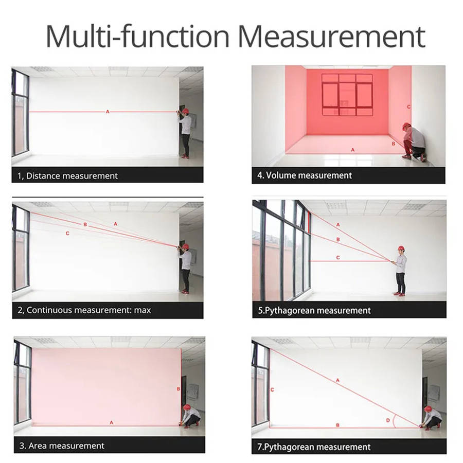 40M Digital Laser Distance Measuring Meter with Bubble Level & Backlit LCD