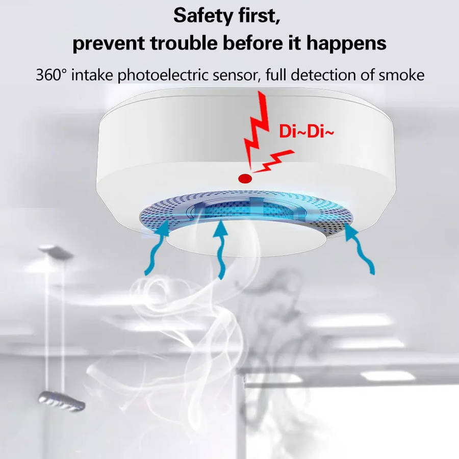 Portable 433MHz Wireless Fire Smoke Detector For Home Kitchen Security