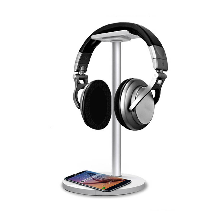 Wireless Charging Dock With Headphone Stand-White