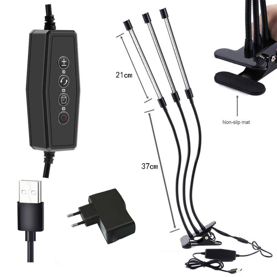 30W Auto ON/Off 3 Head Timing LED Plant Grow Light