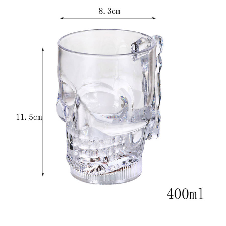 400ML Skull Beer Mugs Color Changing Water Sensing LED Beer Cup