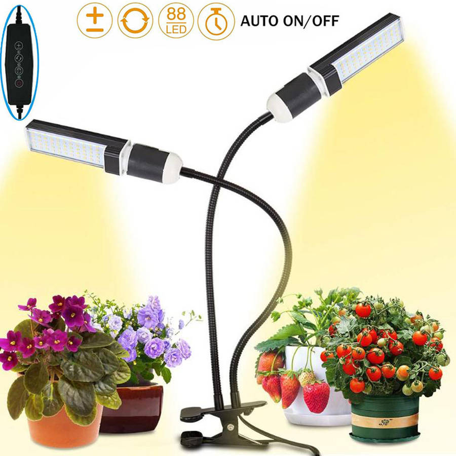 Black Dual Head Led Sunlike Full Spectrum Plant Grow Light with Auto Timer