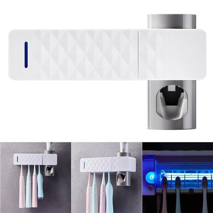 UV Light Ultraviolet Toothbrush Sterilizer Holder Toothpaste Squeezer