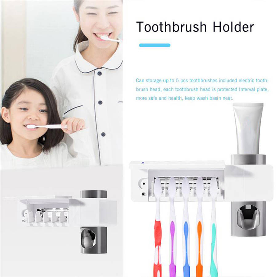 UV Light Ultraviolet Toothbrush Sterilizer Holder Toothpaste Squeezer