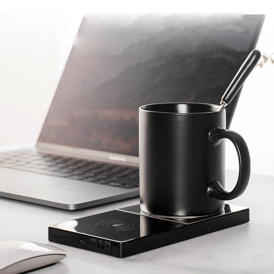 2 In 1 Heating Mug Cup Warmer Electric Wireless Charger for Home Office