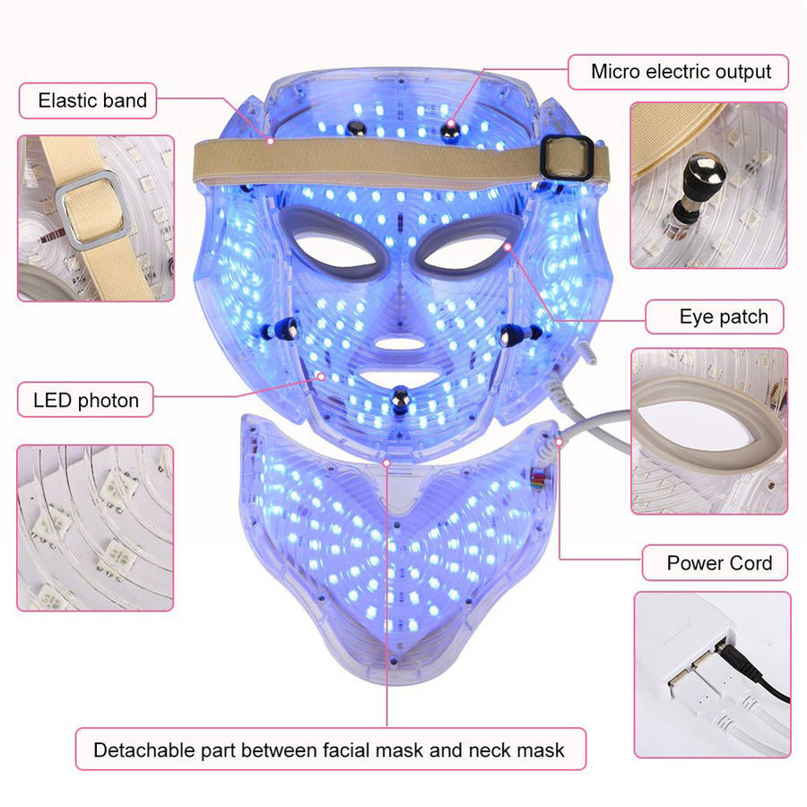7 Color Electric Therapy LED Face Neck Mask For Healthy Skin Rejuvenation