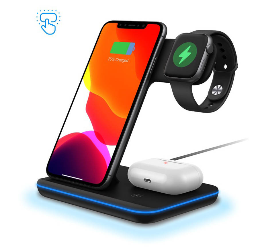 3 in 1 Qi Wireless Charger Charging Dock Station for iPhone Samsung