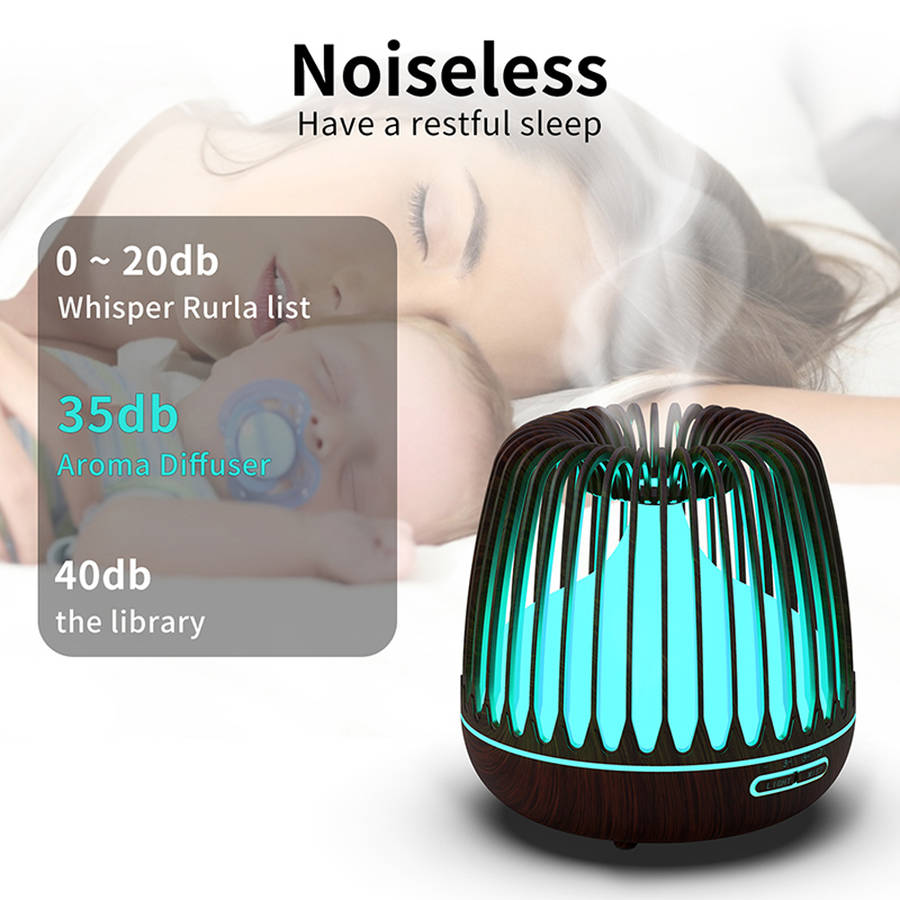 500ML Wood Grain 7 Color Changing Aroma Diffuser Air Humidifier