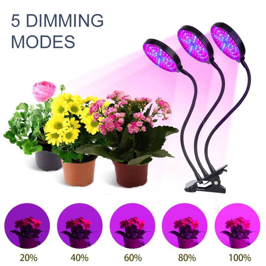 USB 360-Degree Rotary 3 Head Clip Holder Full Spectrum LED Grow Light