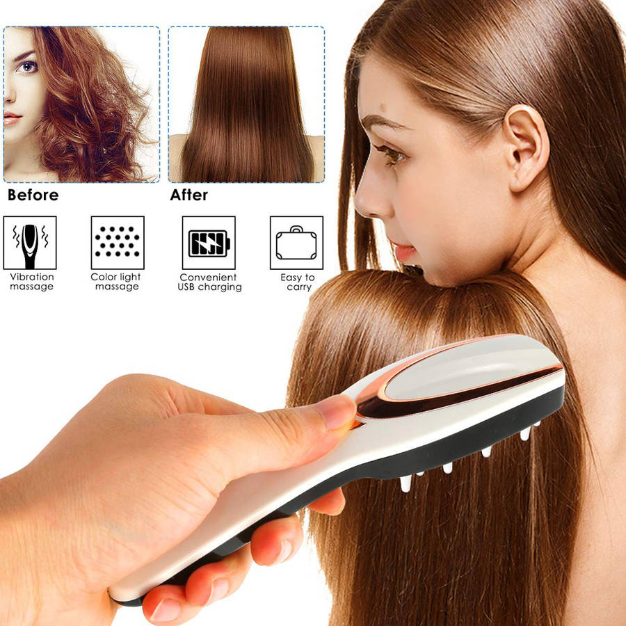 Electric Vibration Massage Hair Brush Blue Red Light Hair Massage Comb