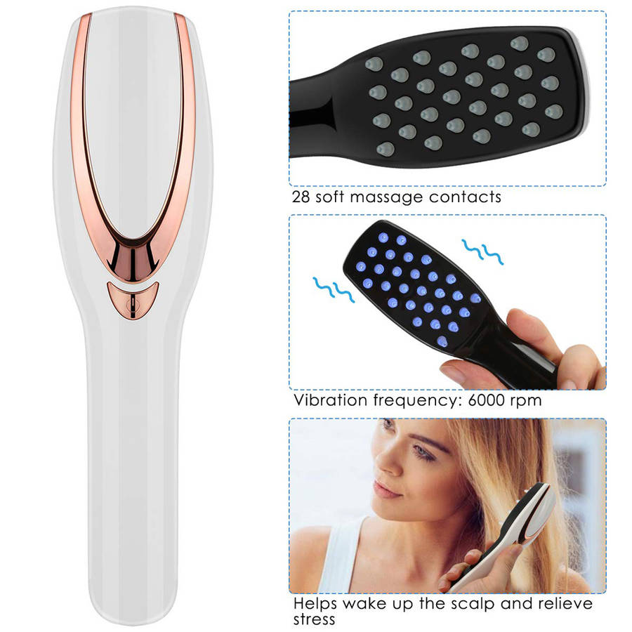 Electric Vibration Massage Hair Brush Blue Red Light Hair Massage Comb