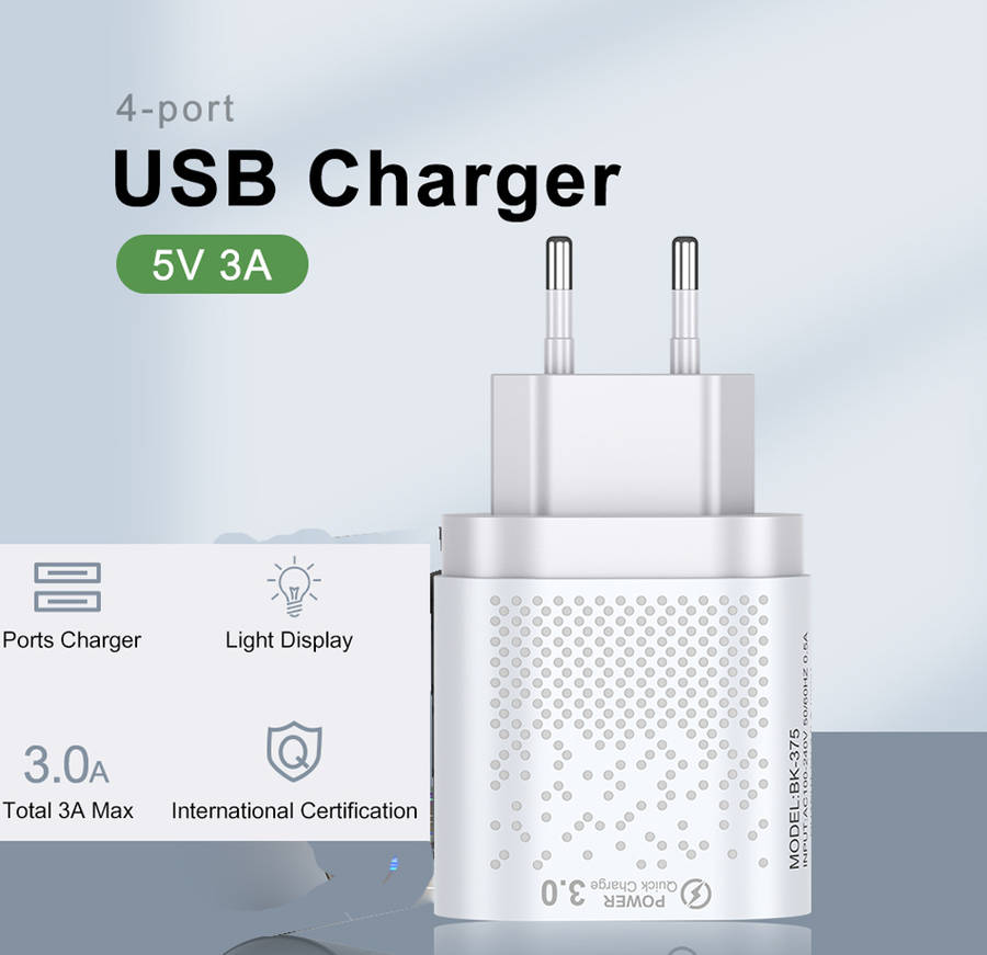 Quick Charge 3.0 USB Charger 4 Ports Fast Charging Wall Charger