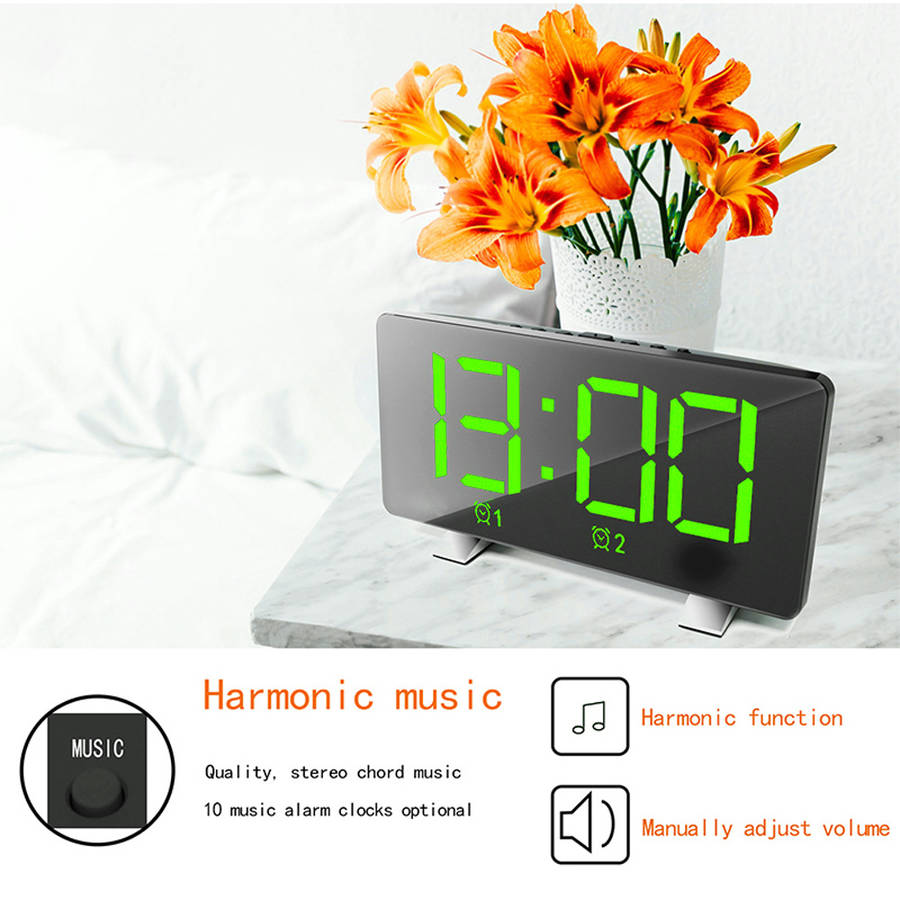 Digital Big LED Display USB Chord Harmonic Sound Alarm Clock
