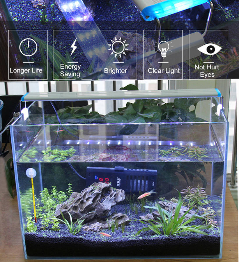 Aquarium LED Light Super Slim Fish Tank Aquatic Plant Grow Lighting Lamp