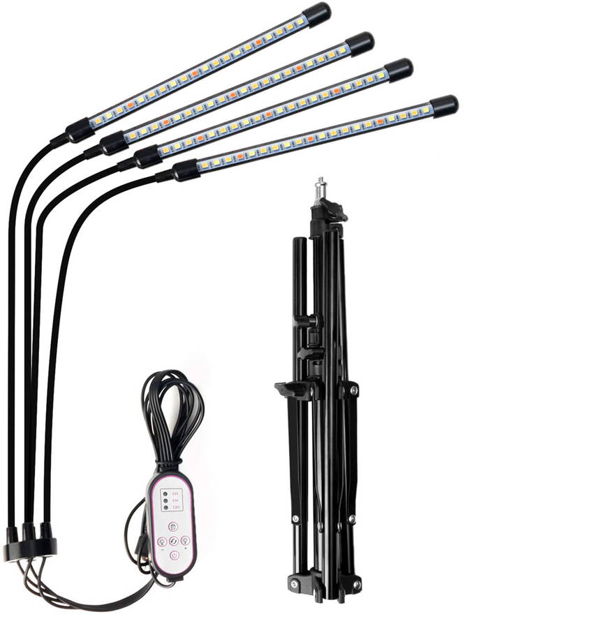 Full Spectrum 4 Head LED Plant Grow Light with Adjustable Tripod Stand