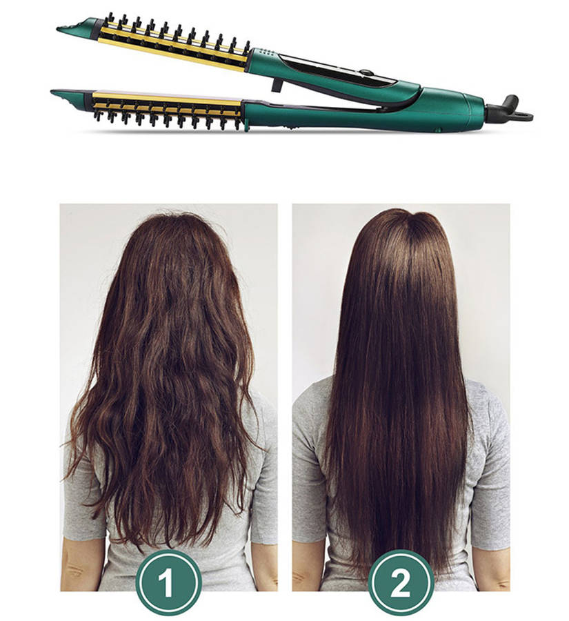 2 in 1 Hair curler Brush Electric straightening Iron