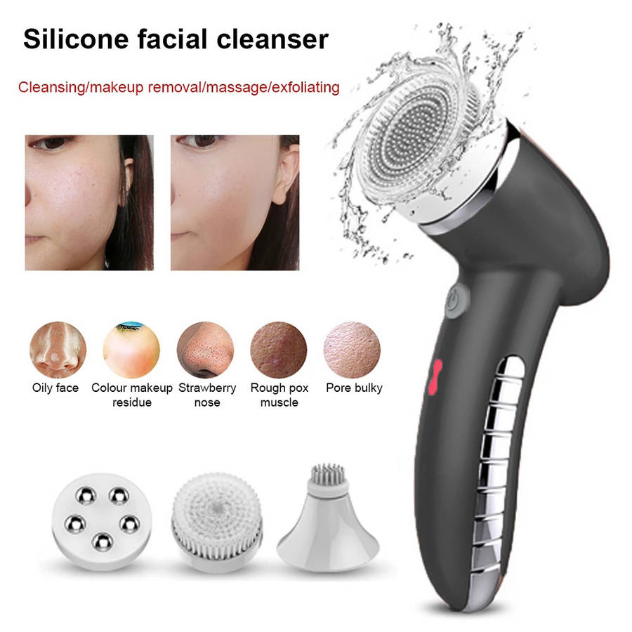 4 in 1 Deep Cleaning Electric Sonic Vibration Face Cleaner Brush