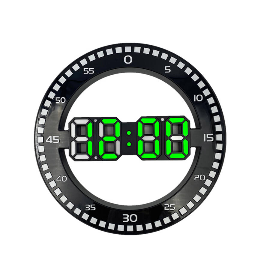 3D LED Digital Wall Clock Electronic Night Glow Round Wall Clock