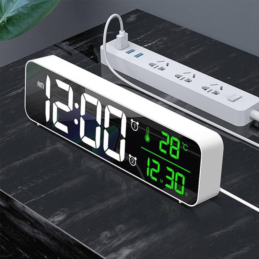 USB LED Temperature Date HD Display Electronic Desktop Alarm Clock