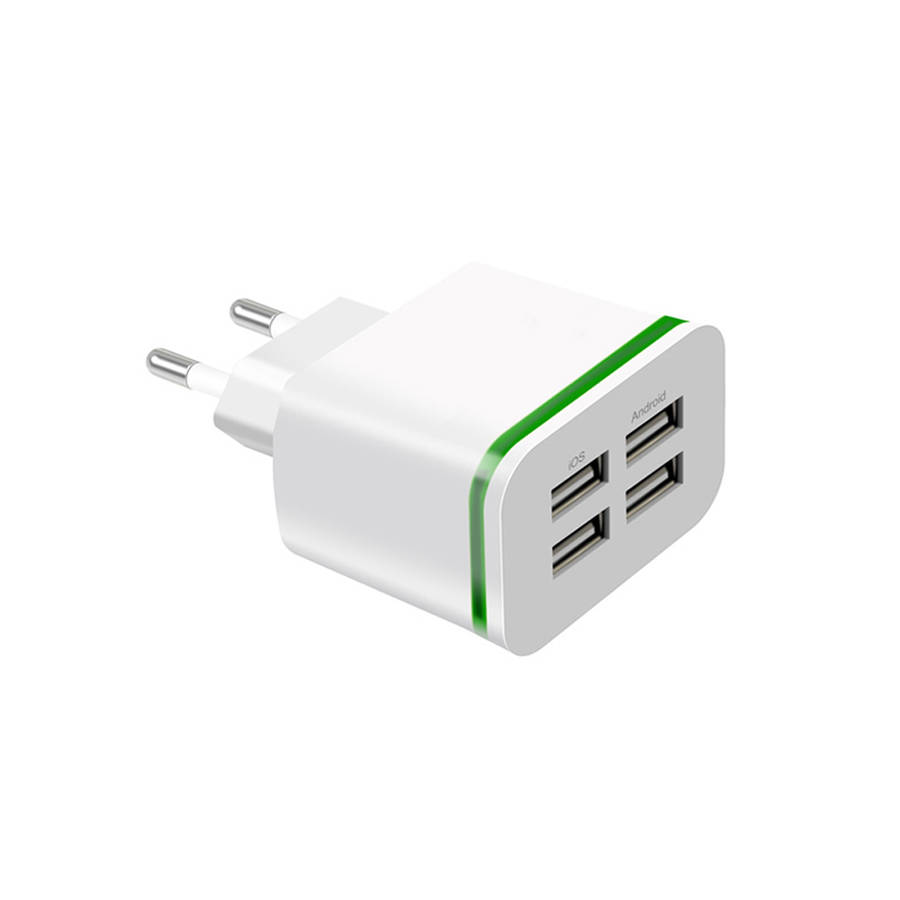 4A Quick Charger EU Plug 4-Port USB Charge Adapter Wall Charger- White