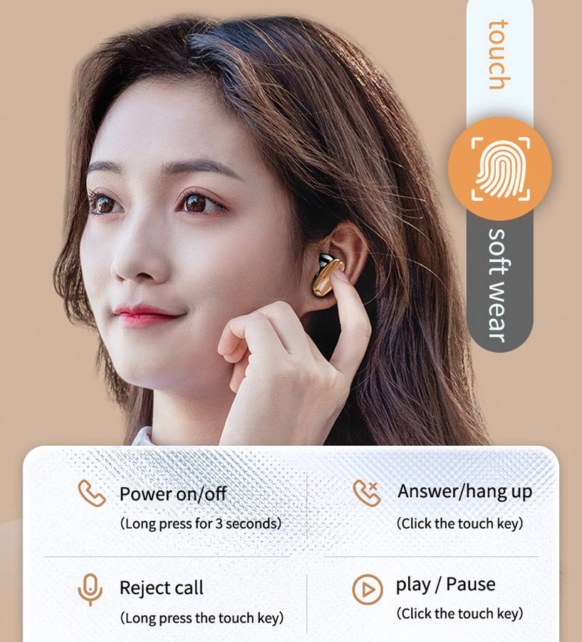 LED Display Charging Box Wood Grain Bluetooth 5.2 Wireless Headphone