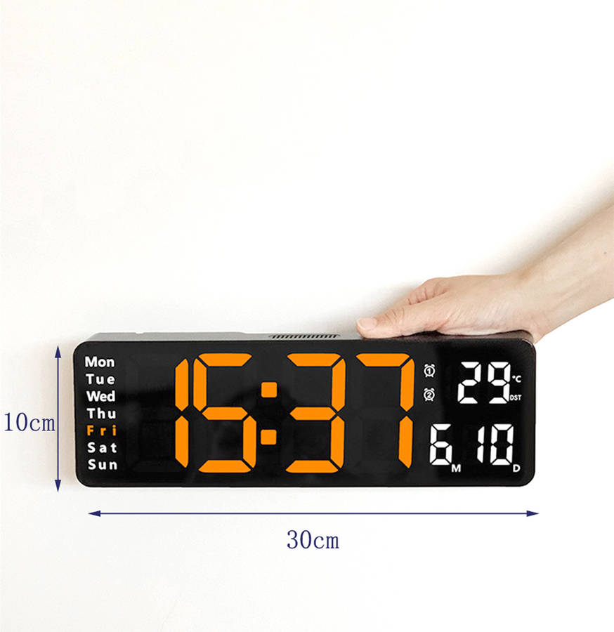 13 Inch Electronic Wall Clock Remote Control Temp Date Digital LED Clock