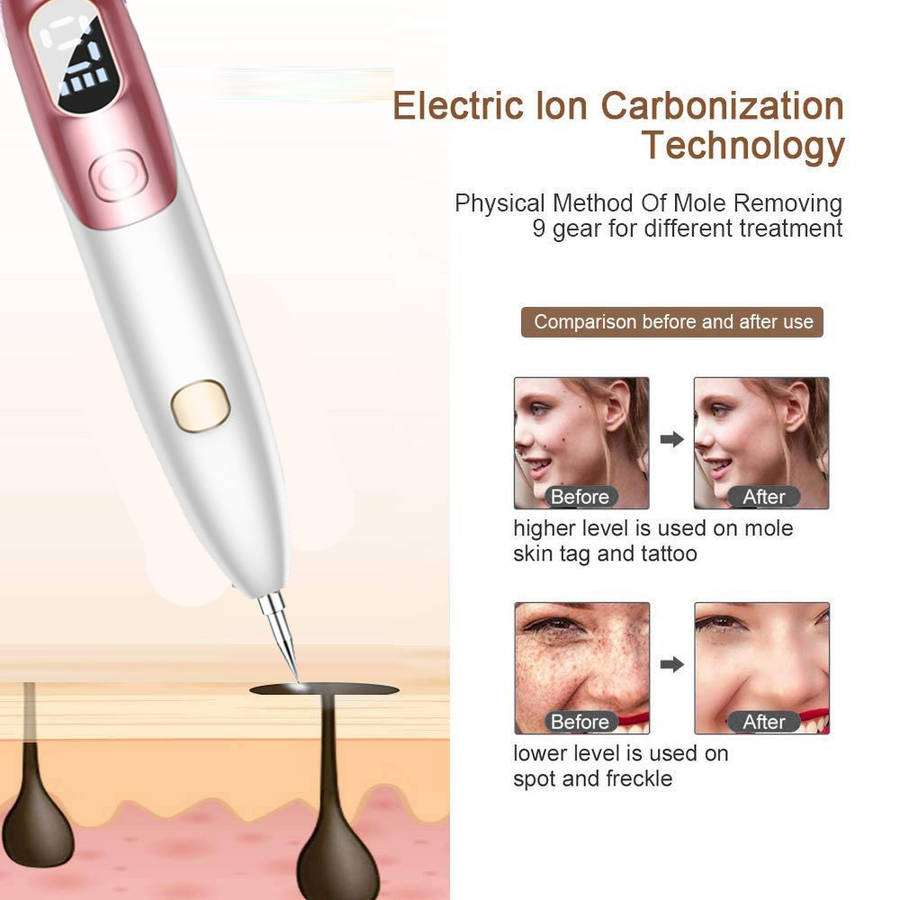 9 Gear LCD Plasma Pen Laser Tattoo Mole Freckle Removal Machine-Rose Gold