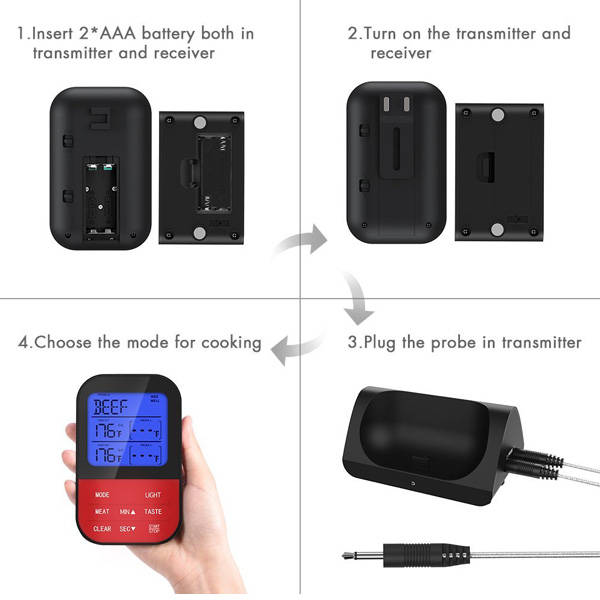 Wireless Remote Digital Meat Thermometer