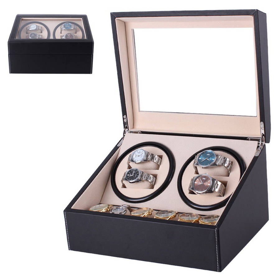 6+4 PU Leather Automatic Watch Winder Box