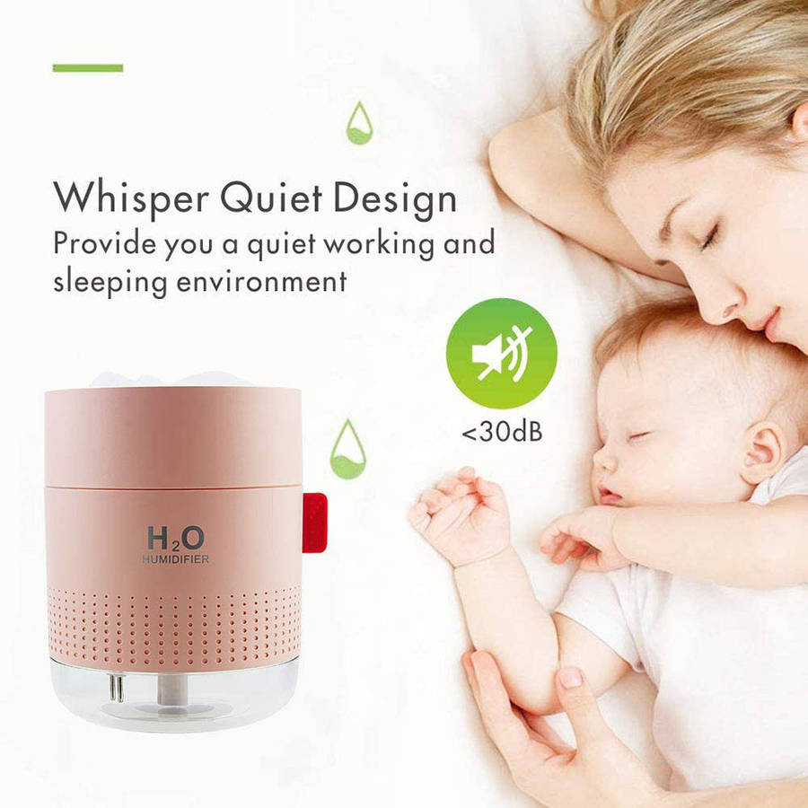 Portable Cool Mist Humidifier Desktop Humidifier with Night Light-Pink