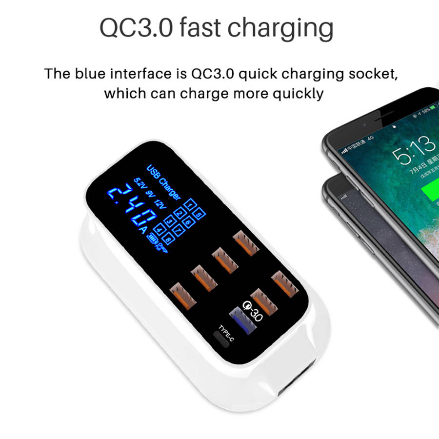 Home Travel Multi-Port USB Charging Station Quick Charger