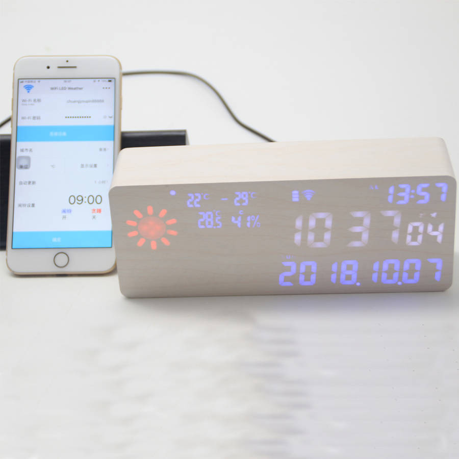 Smart Weather Alarm Clock Multifunctional Wifi Weather Clock