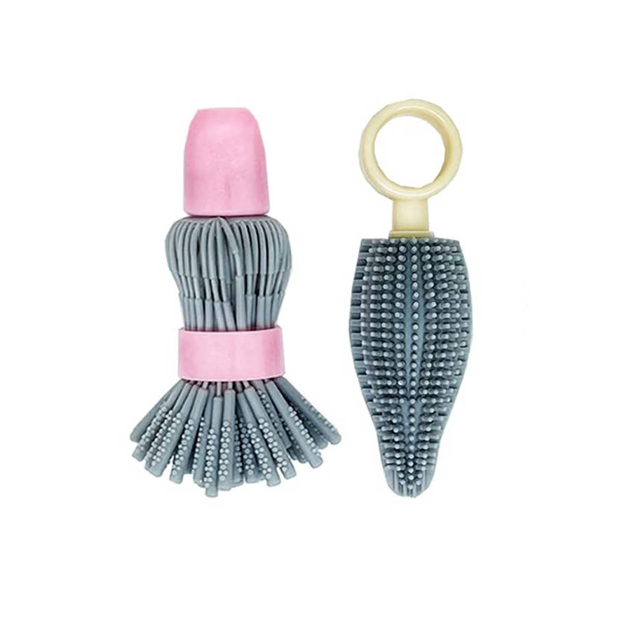 Baby Bottle Brush Portable Brush Set Silicone Bottle Brush Cleaner-Grey