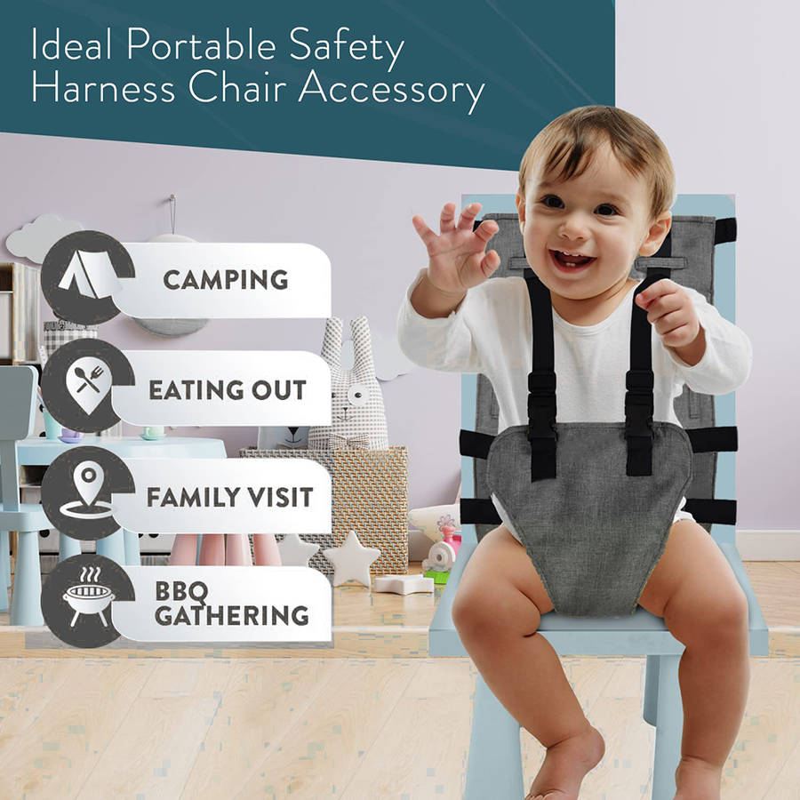 Baby Seat Harness Portable Safety Belt High Chair Belt for Toddlers-Grey