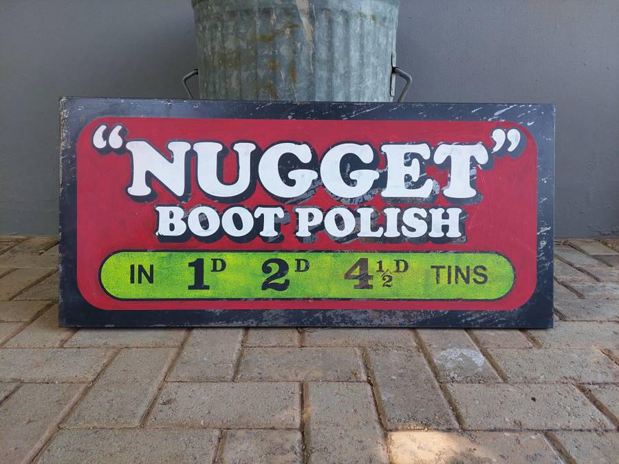 "Nugget" hand painted steel sign 88cm x 41cm x 2cm